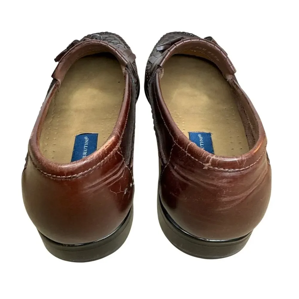 Giorgio Brutini Men's 9.5M Brown Leather‎ Loafers Made in Brazil Casual Dress